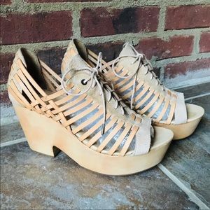 Rag & Bone Nude Strappy Wedge Sandals